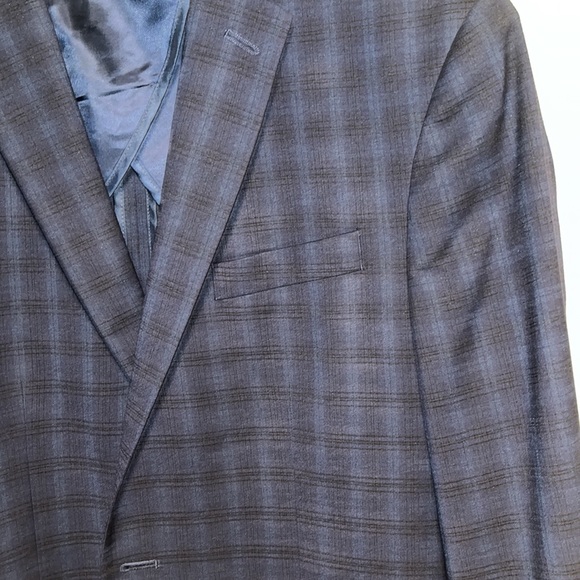 Reaction Kenneth Cole sport coat / blazer blue plaid 40R - Picture 2 of 5